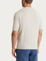 Maglia con manica corta a costa piatta in Puro Cotone Bianchi Uomo - Ragno