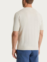 Maglia con manica corta a costa piatta in Puro Cotone Bianchi Uomo - Ragno