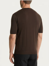 Maglia con manica corta a costa piatta in Puro Cotone Marroni Uomo - Ragno
