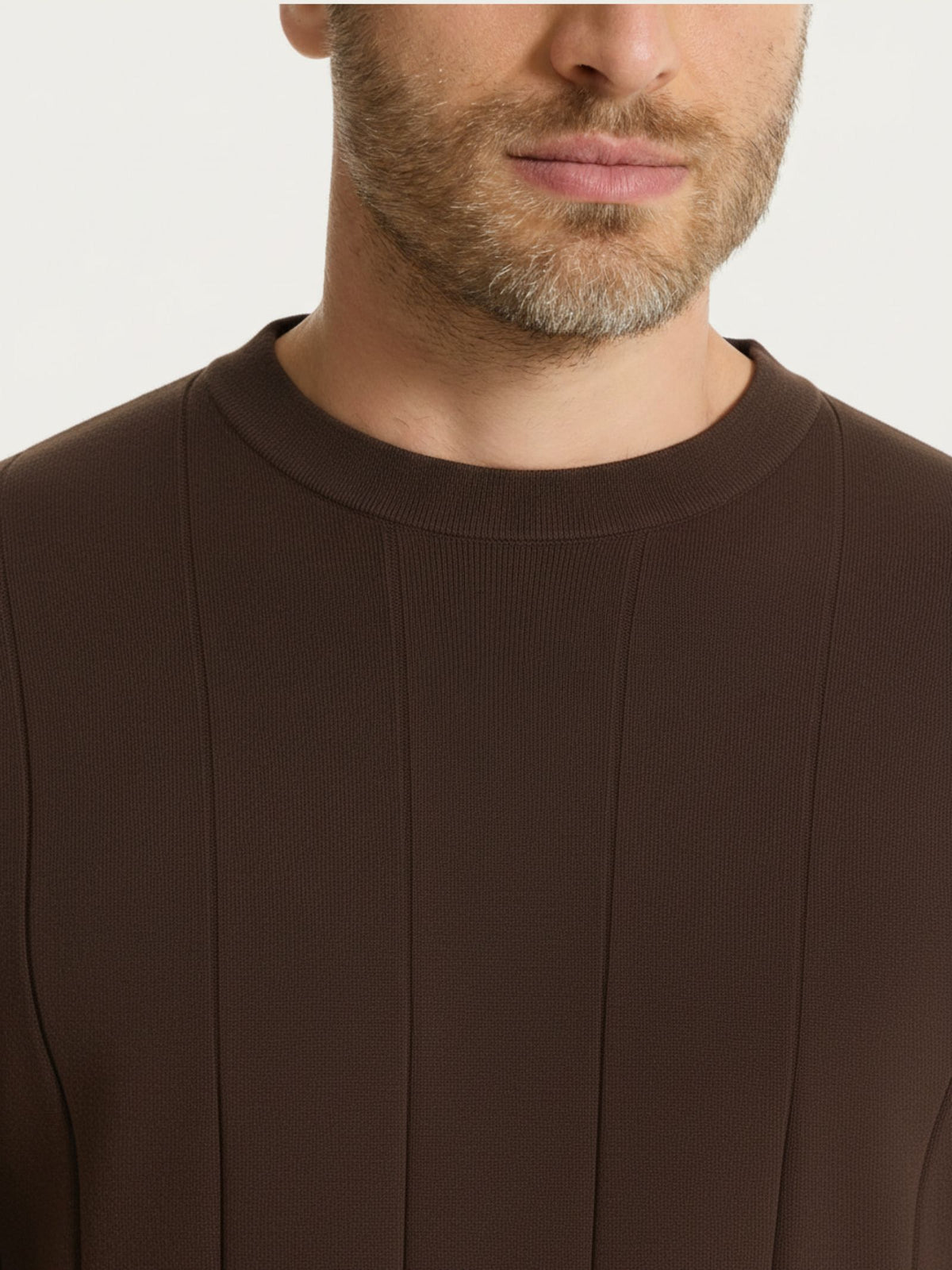 Maglia con manica corta a costa piatta in Puro Cotone Marroni Uomo - Ragno
