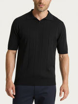 Polo con manica corta a costa piatta in Puro Cotone Neri Uomo - Ragno