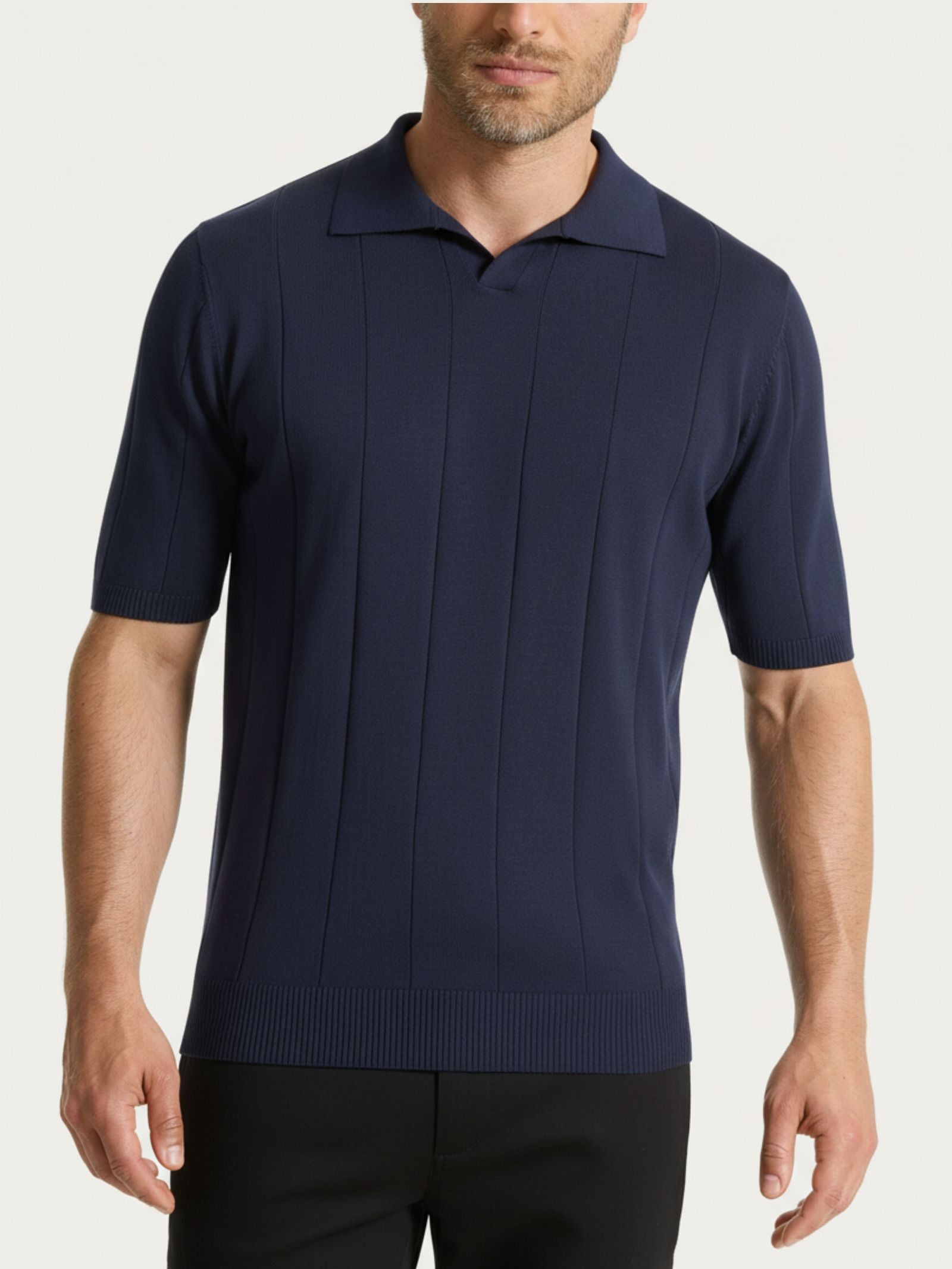 Polo con manica corta a costa piatta in Puro Cotone Blu Uomo - Ragno