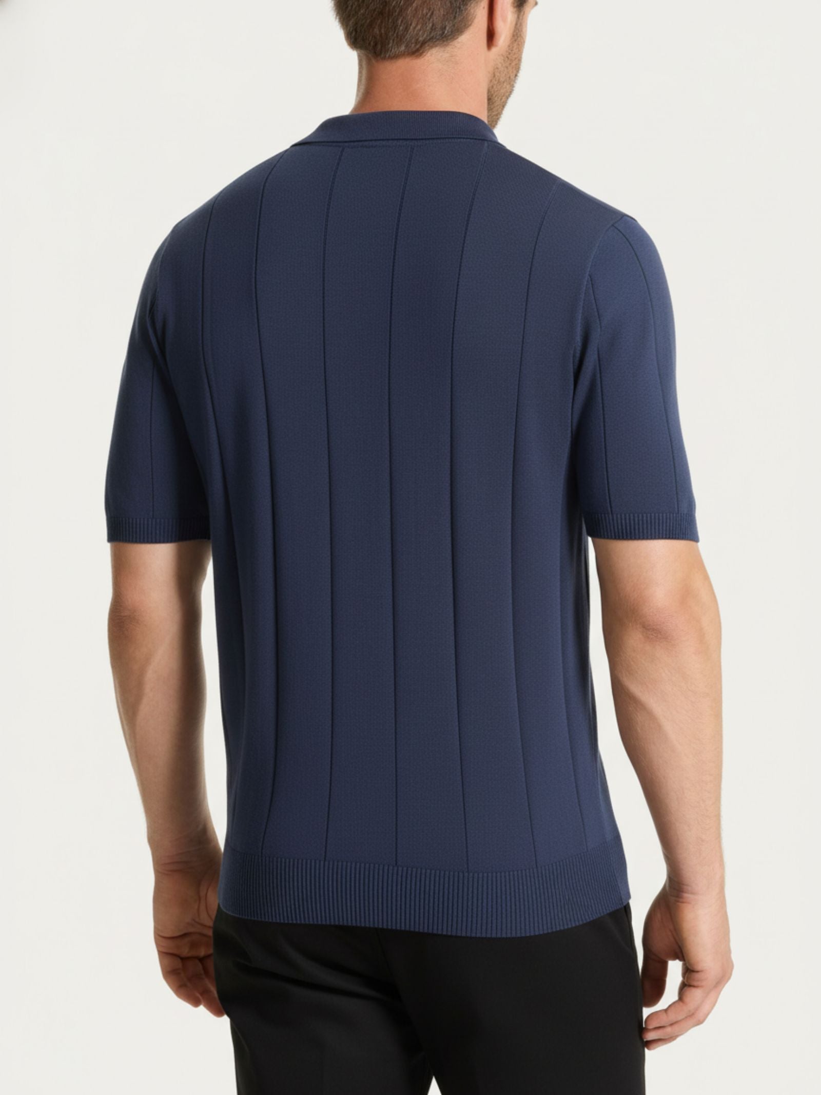 Polo con manica corta a costa piatta in Puro Cotone Blu Uomo - Ragno