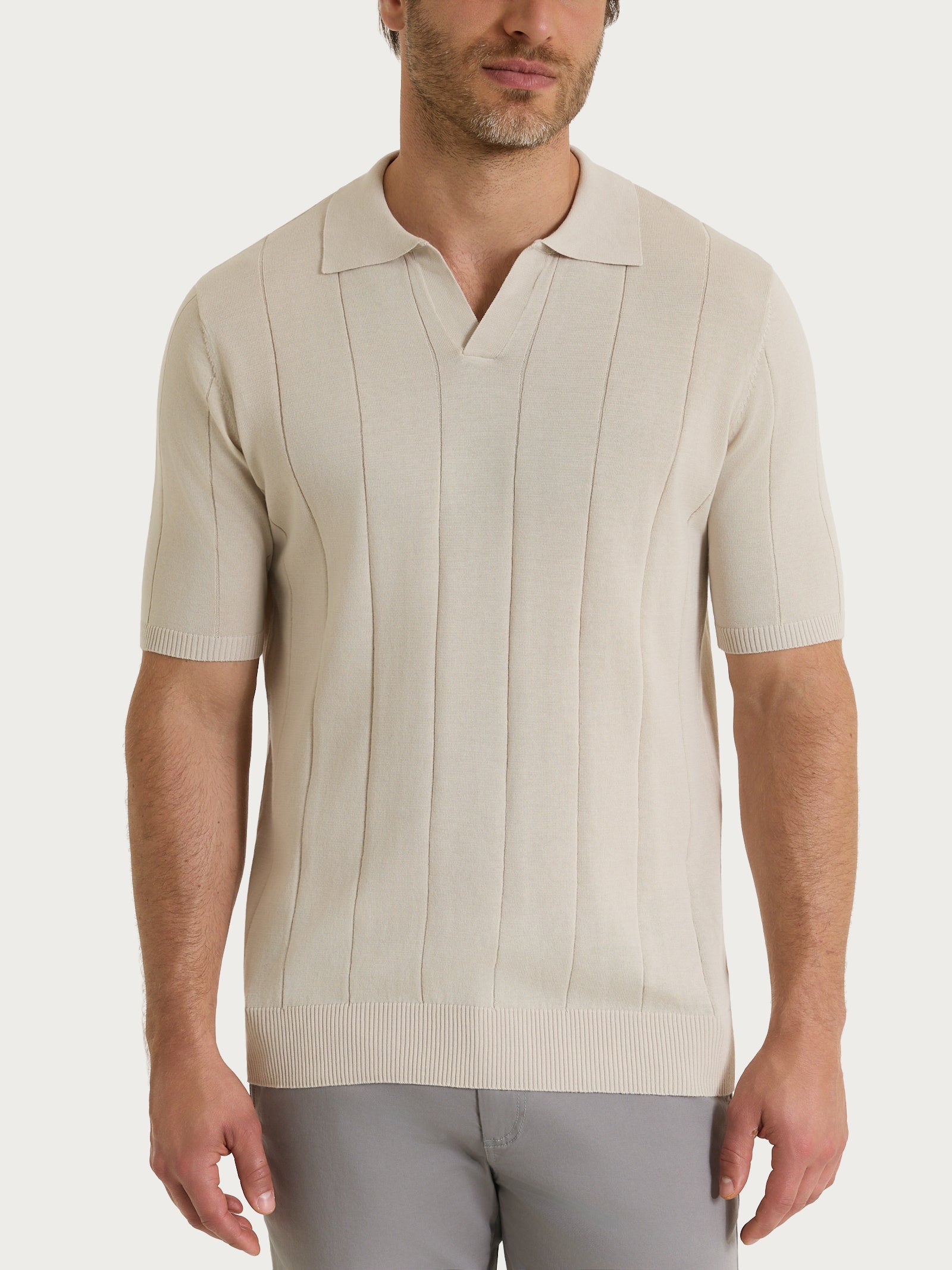 Polo con manica corta a costa piatta in Puro Cotone Bianchi Uomo - Ragno