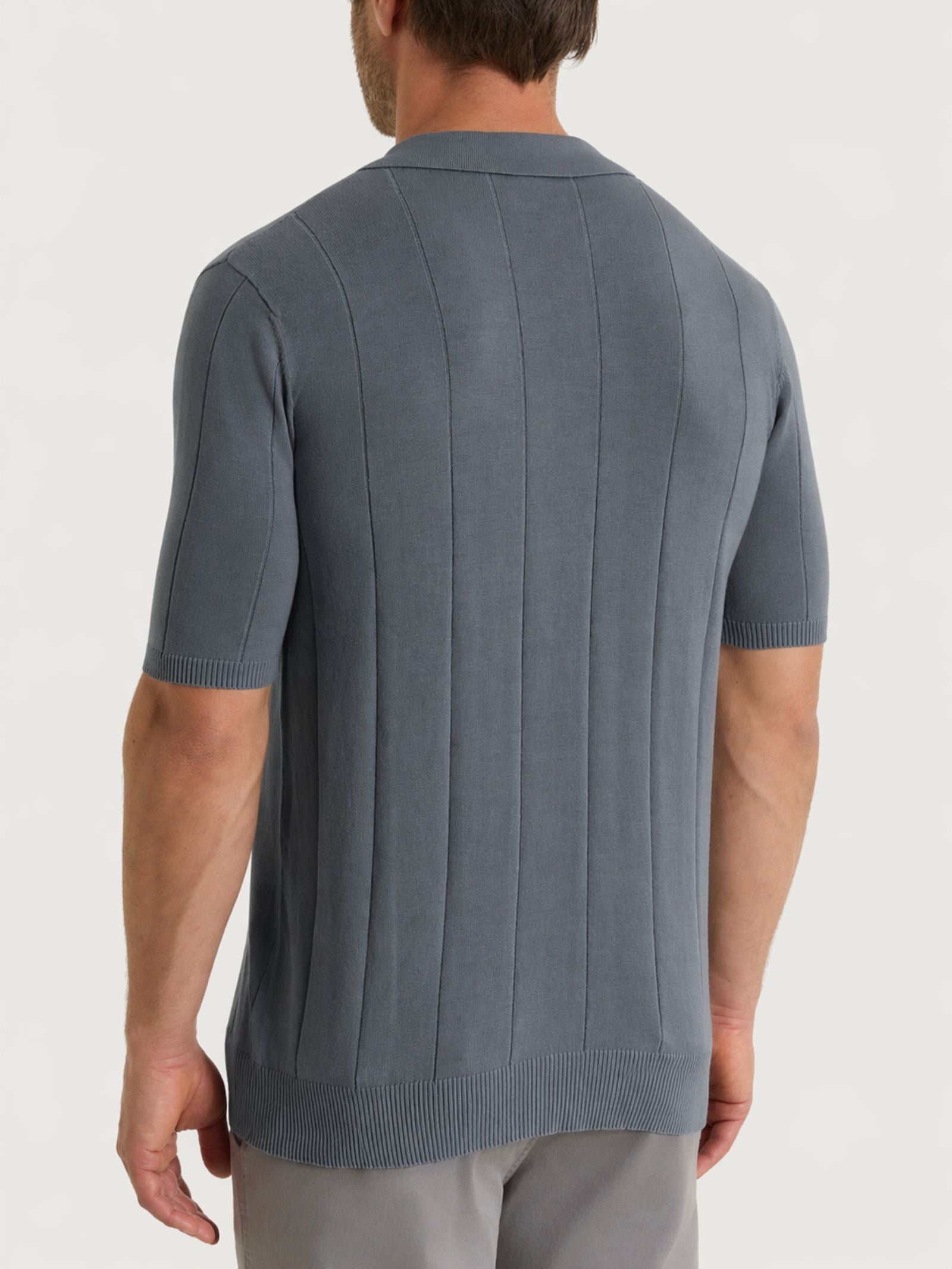 Polo con manica corta a costa piatta in Puro Cotone Grigi Uomo - Ragno
