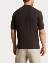 Polo con manica corta a costa piatta in Puro Cotone Marroni Uomo - Ragno