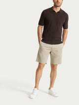 Polo con manica corta a costa piatta in Puro Cotone Marroni Uomo - Ragno