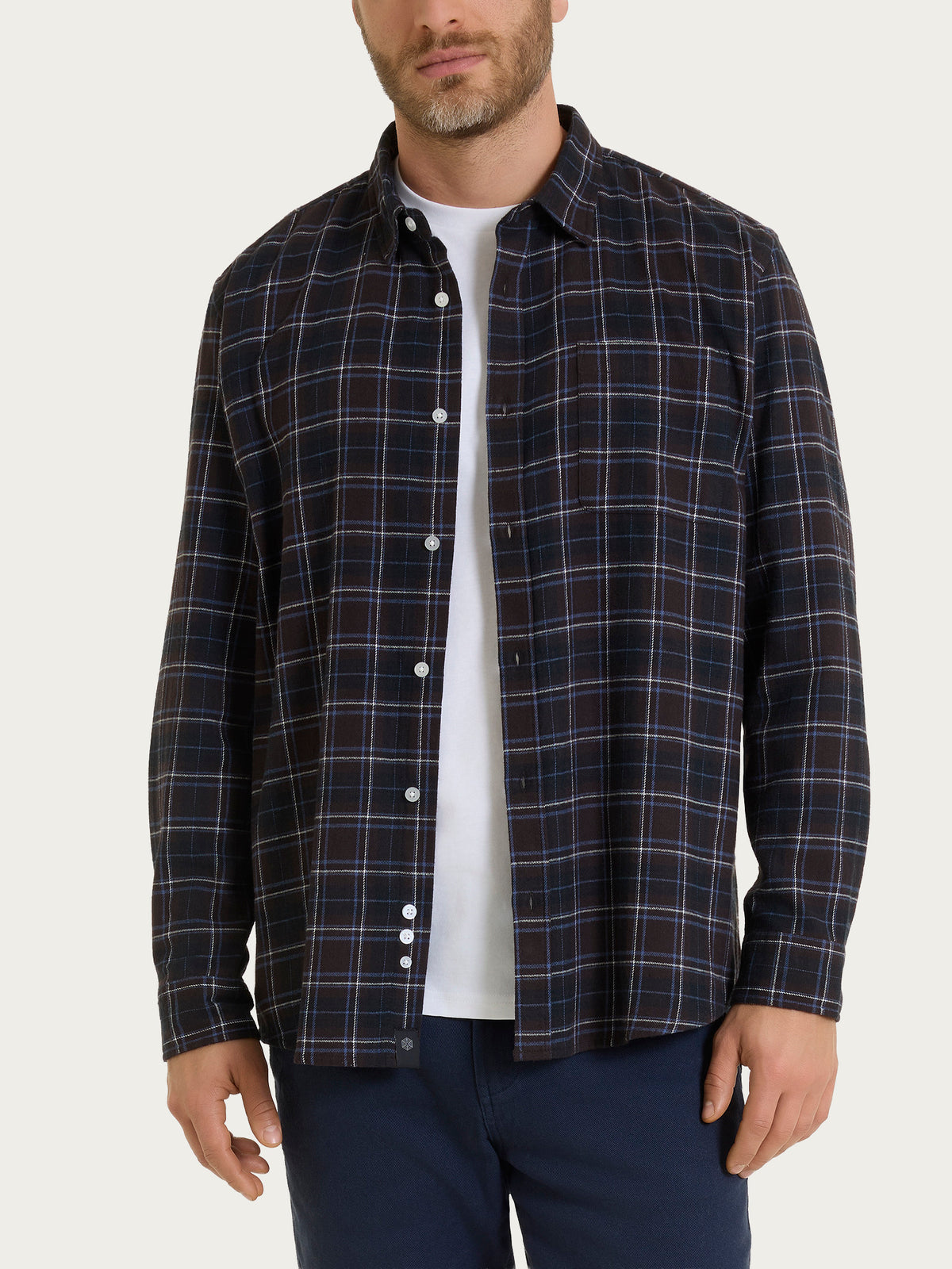 Camicia tartan in Cotton Flannel Marroni Uomo - Ragno