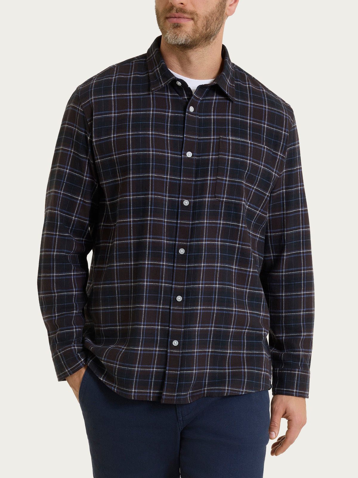 Camicia tartan in Cotton Flannel Marroni Uomo - Ragno