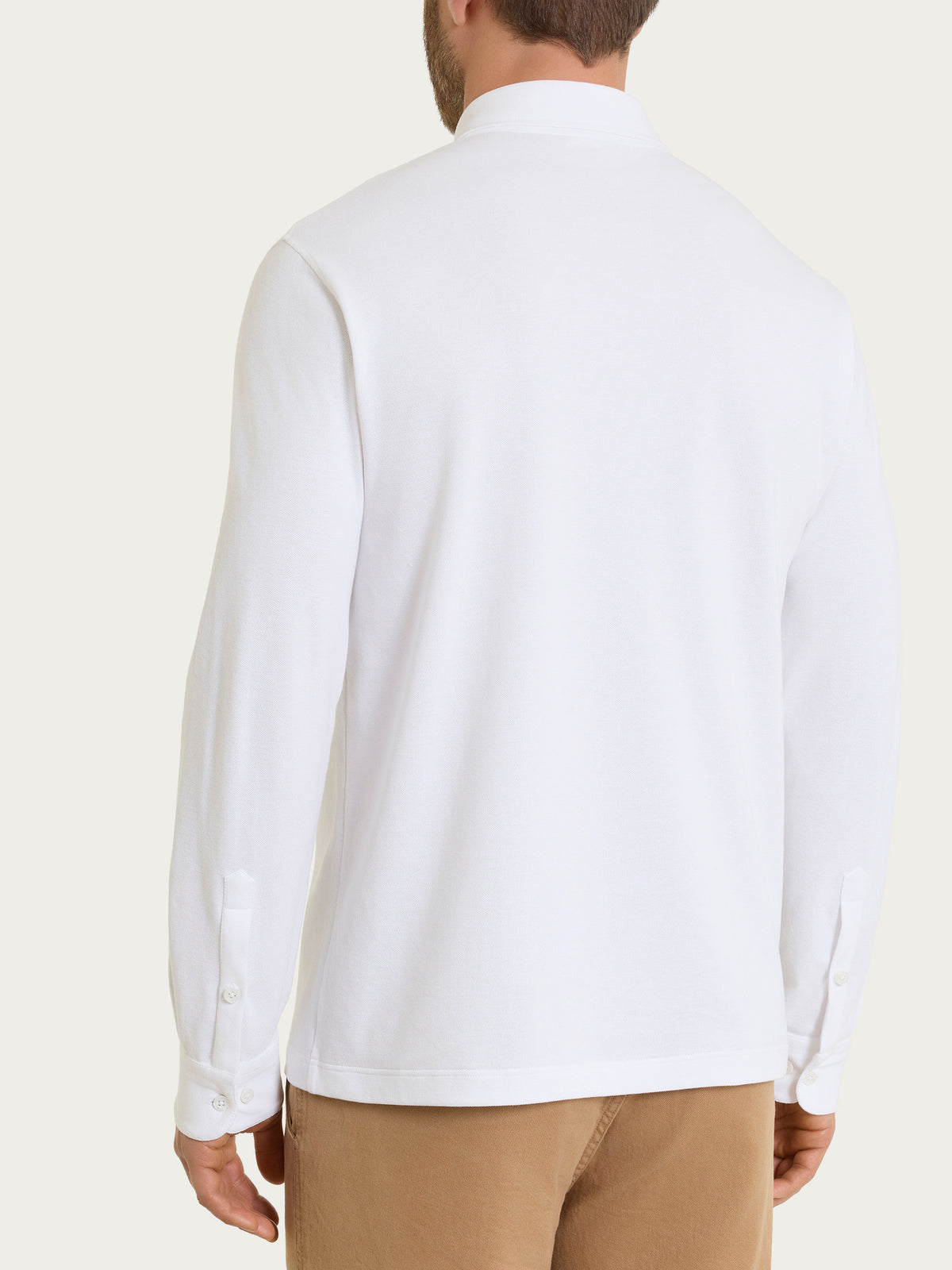 Polo con manica lunga in Cotton Piquet Stretch Bianchi Uomo - Ragno