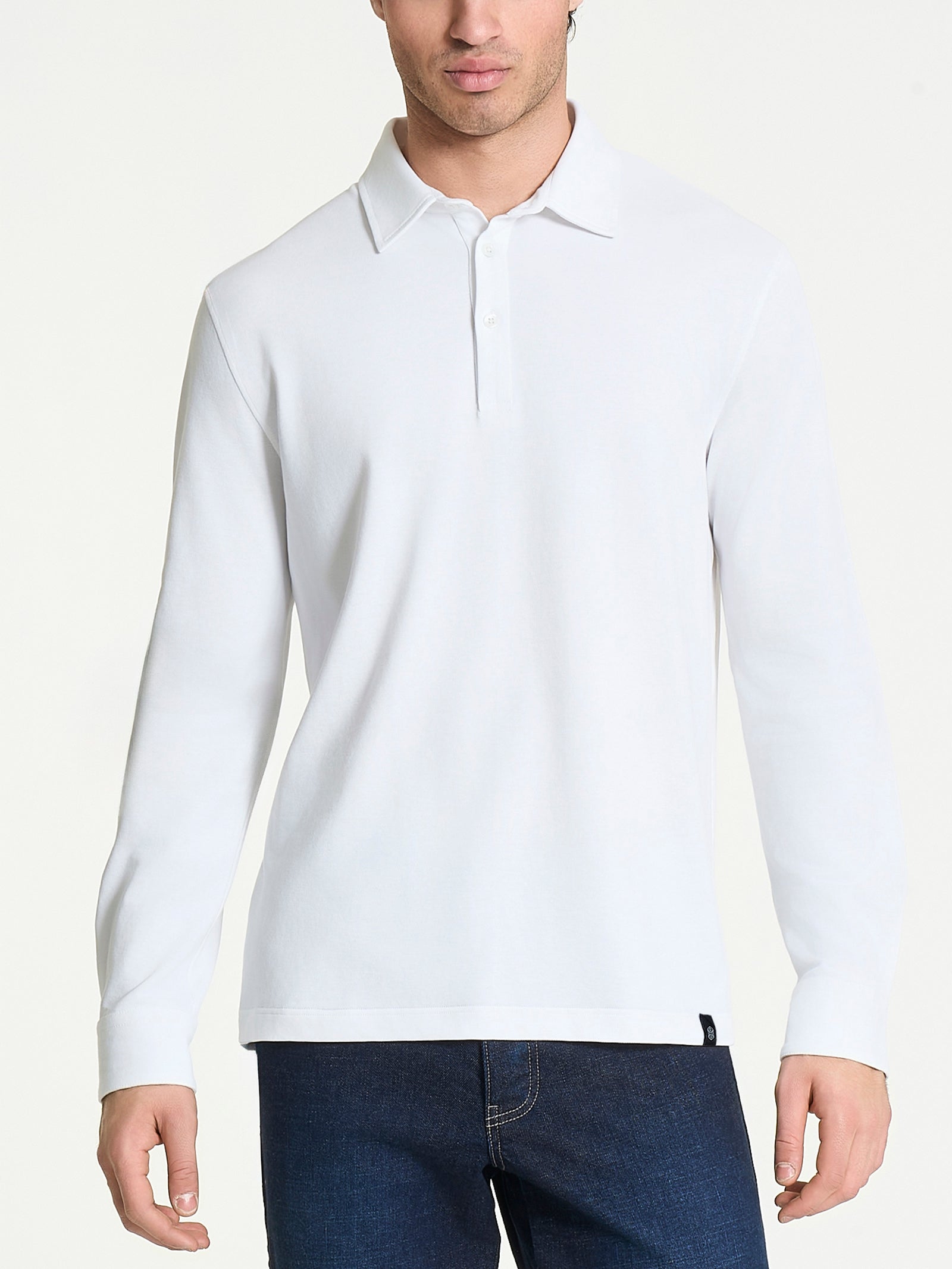 Polo con manica lunga in Eco Cotton Piquet Stretch Bianchi Uomo - Ragno