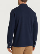 Polo con manica lunga in Cotton Piquet Stretch Blu Uomo - Ragno