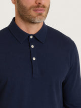Polo con manica lunga in Cotton Piquet Stretch Blu Uomo - Ragno