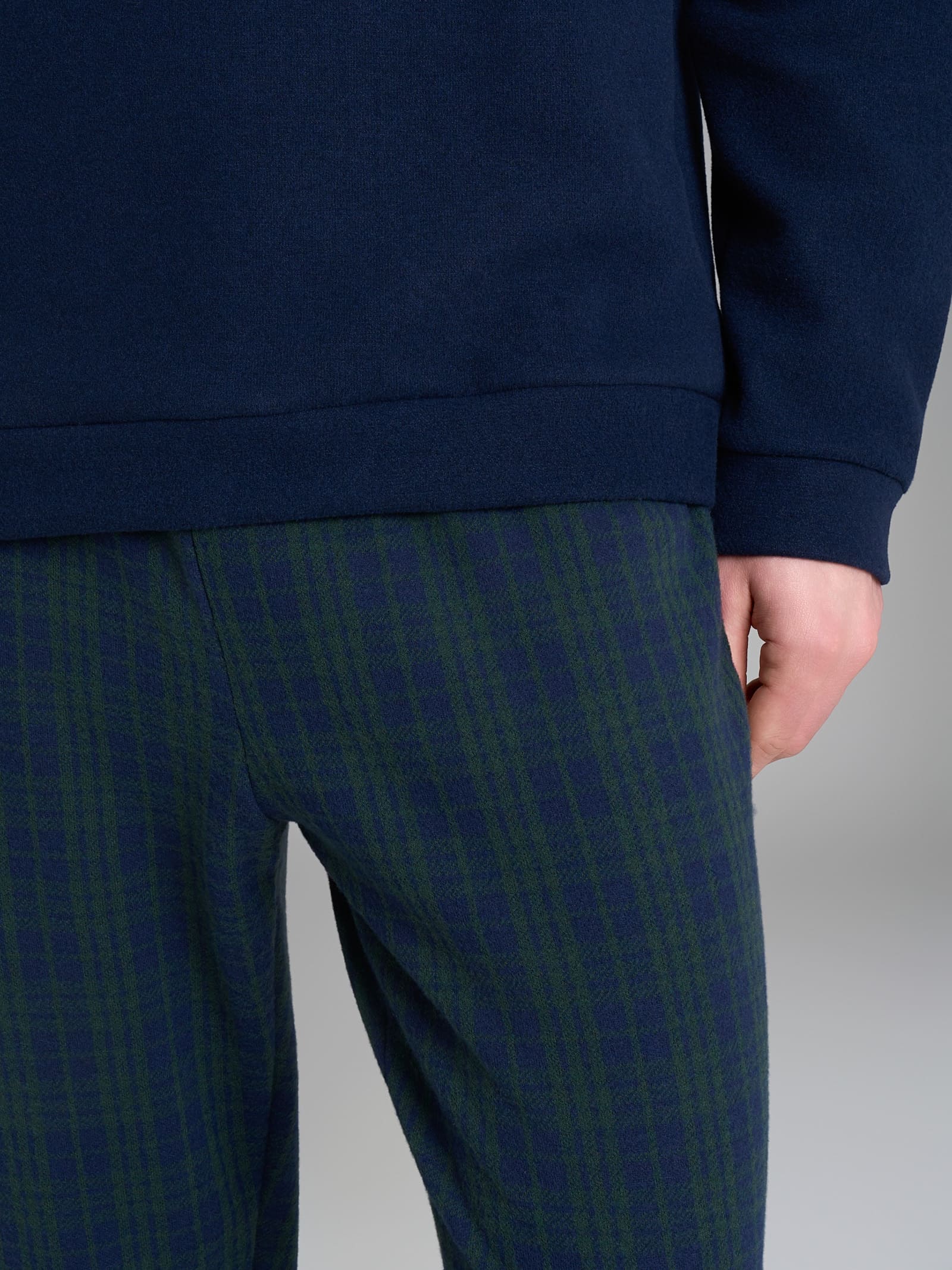 Pigiama serafino con fantasia a micro quadrati in Cotton Eco Pile Verdi Uomo - Ragno