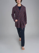 Vestaglia tartan corta in Cotton Eco Pile Blu Uomo - Ragno