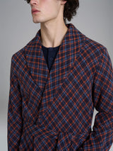 Vestaglia tartan corta in Cotton Eco Pile Blu Uomo - Ragno