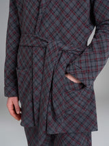 Vestaglia tartan corta in Cotton Eco Pile Neri Uomo - Ragno