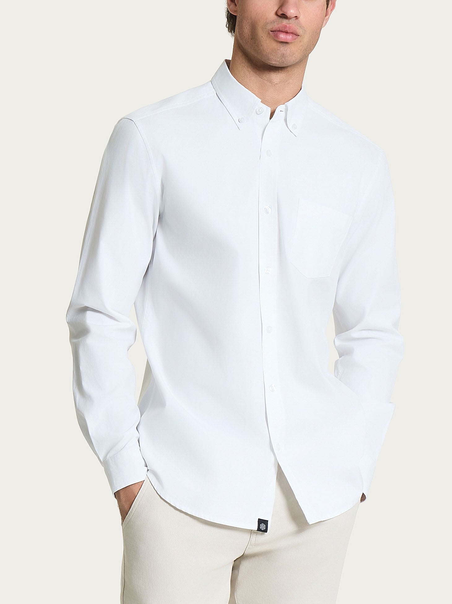 Camicia button down in Oxford Double Twisted Bianchi Uomo - Ragno