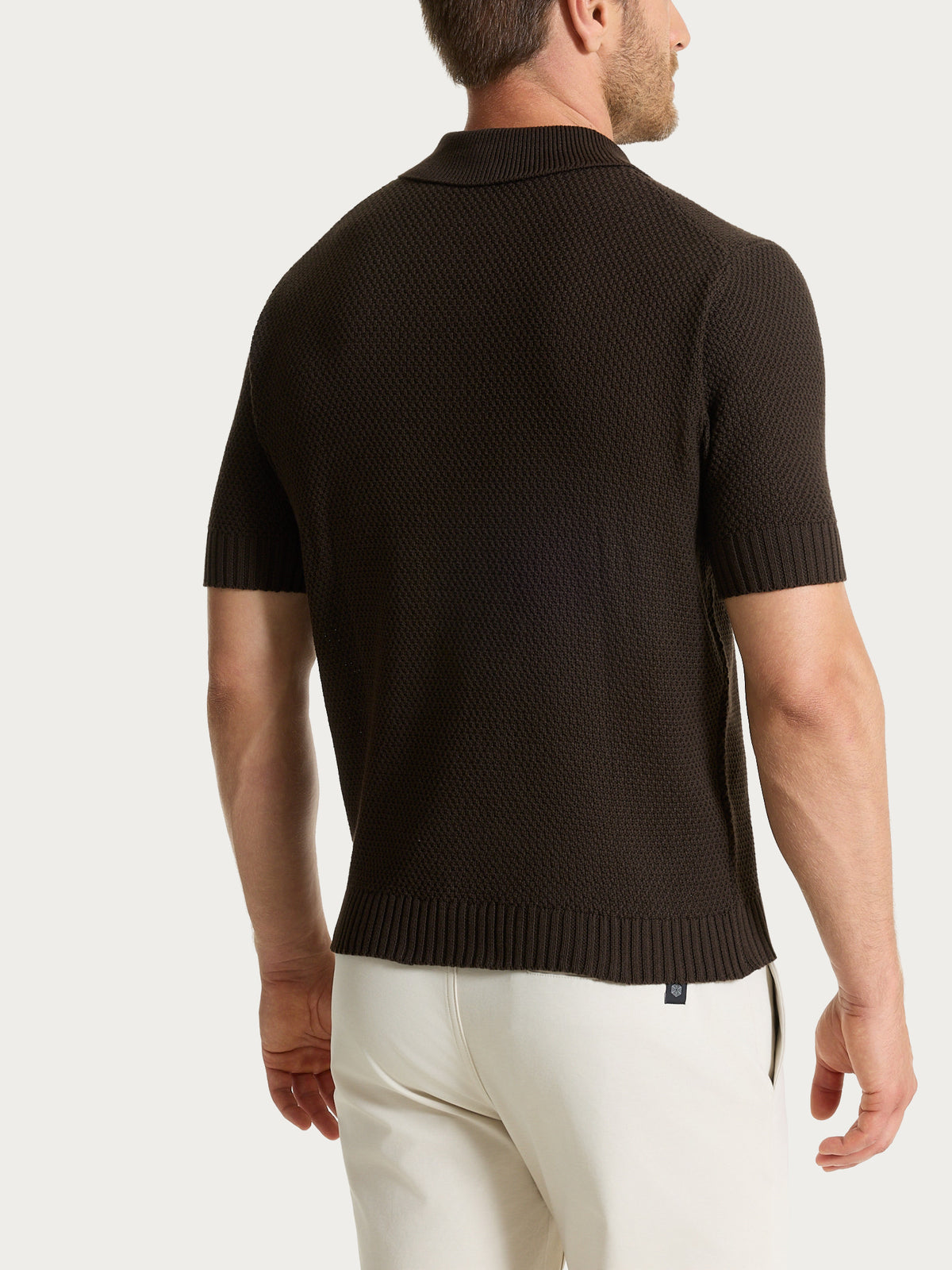 Polo con manica corta a punto maglia in Puro Cotone Marroni Uomo - Ragno