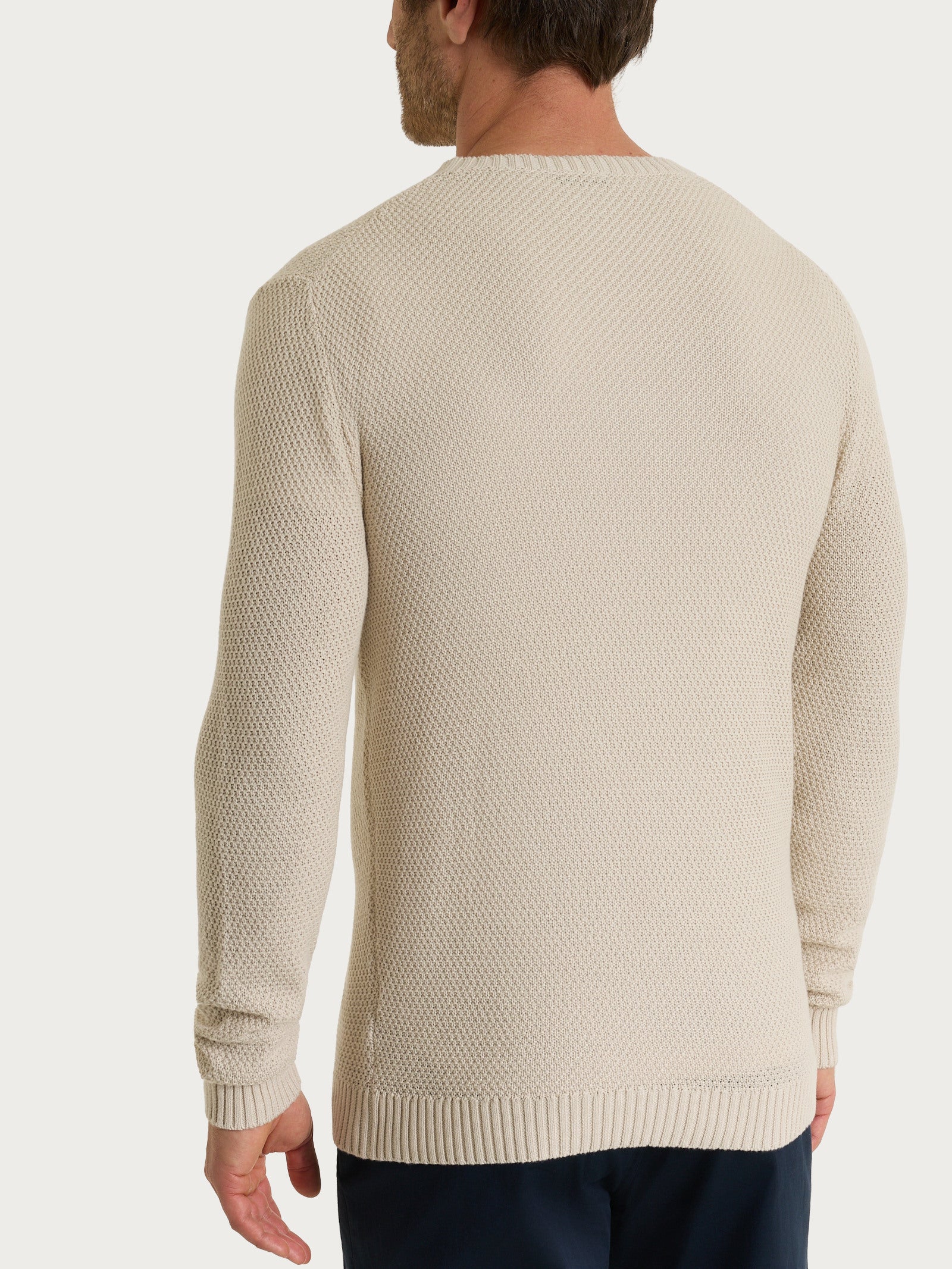 Maglia girocollo a punto maglia in Puro Cotone Bianchi Uomo - Ragno