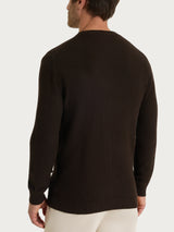 Maglia girocollo a punto maglia in Puro Cotone Marroni Uomo - Ragno