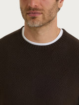 Maglia girocollo a punto maglia in Puro Cotone Marroni Uomo - Ragno