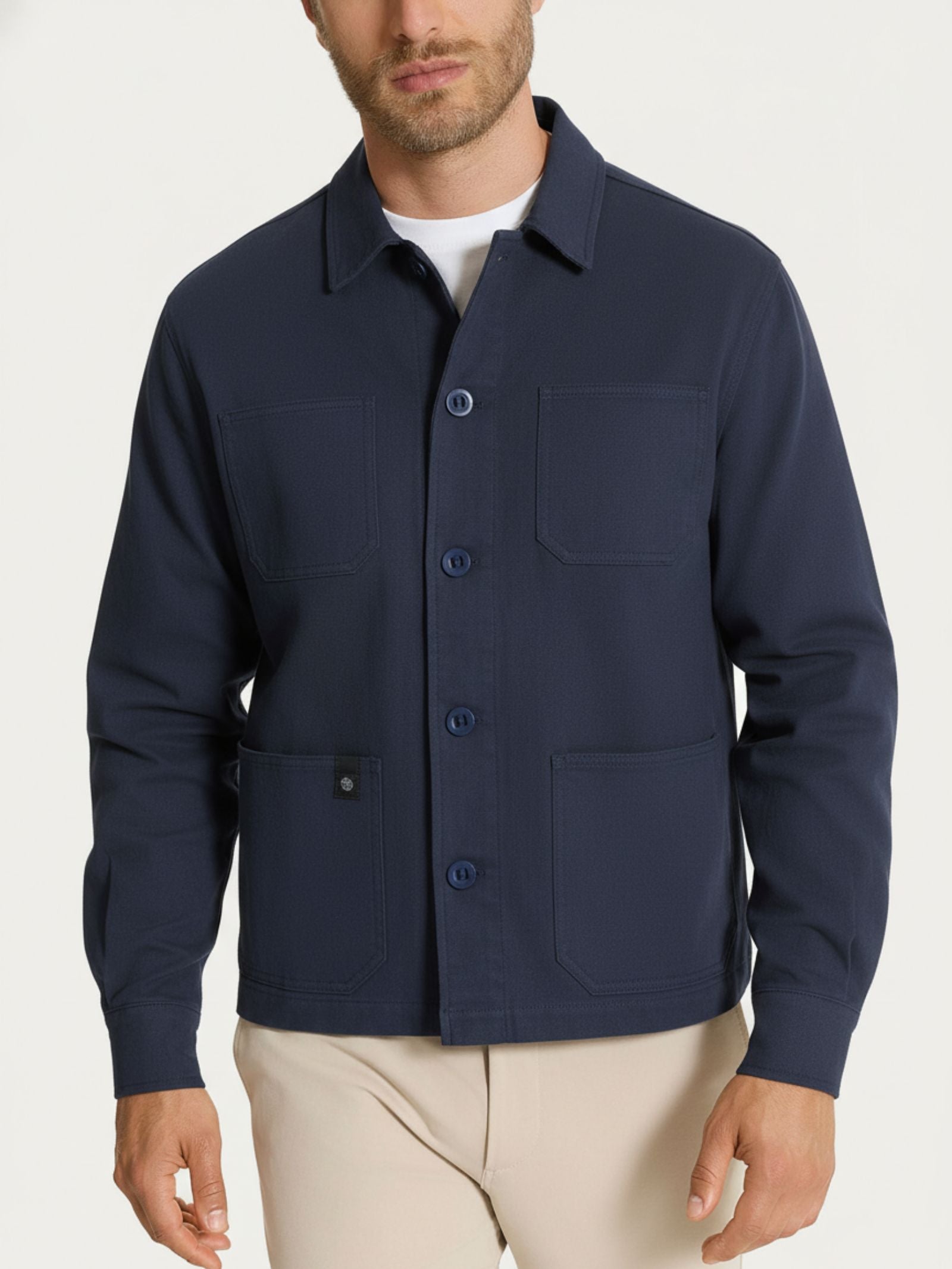 Giacca utility corta in Canvas Stretch Blu Uomo - Ragno