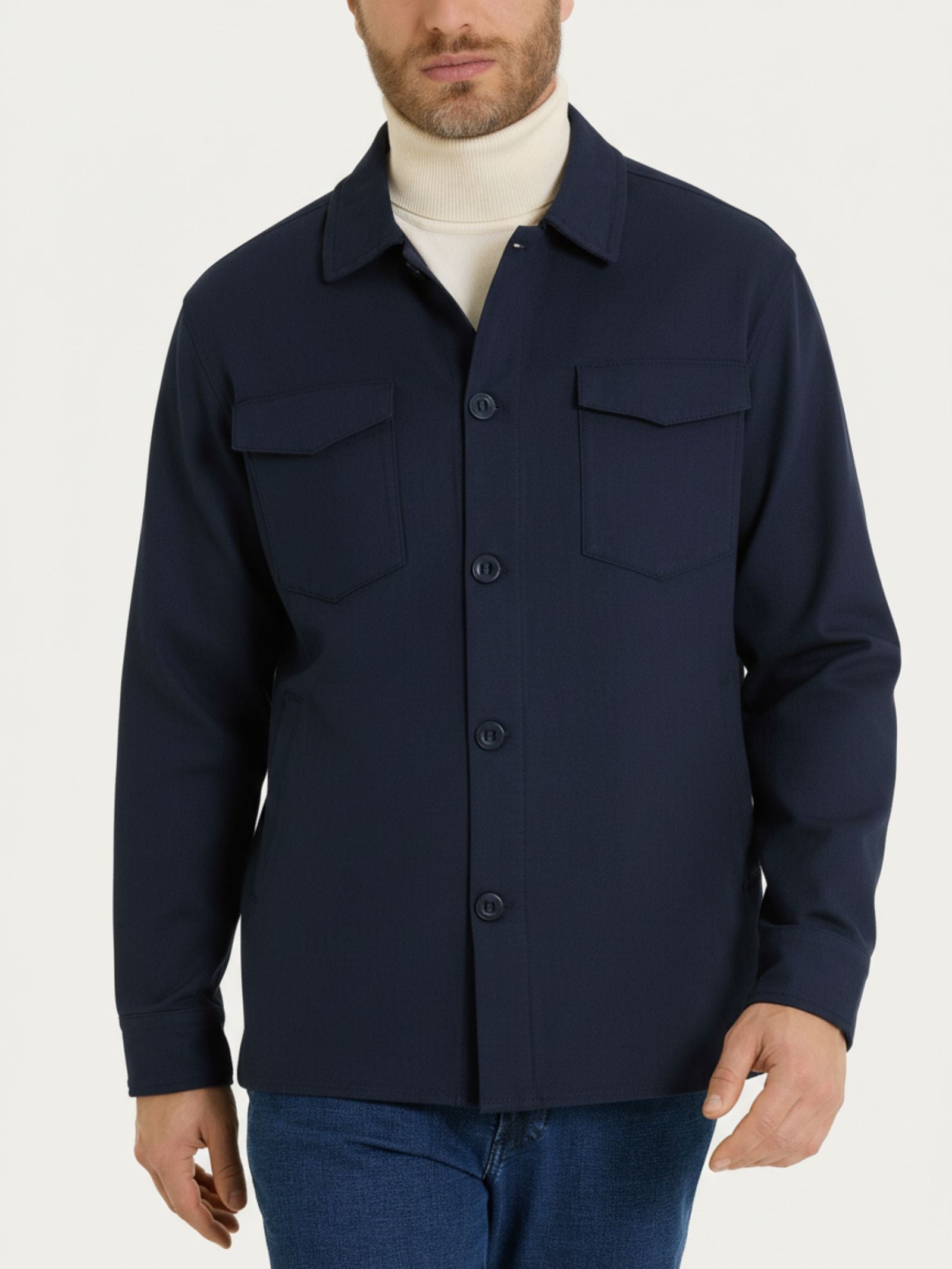 Shacket in Canvas Stretch Blu Uomo - Ragno