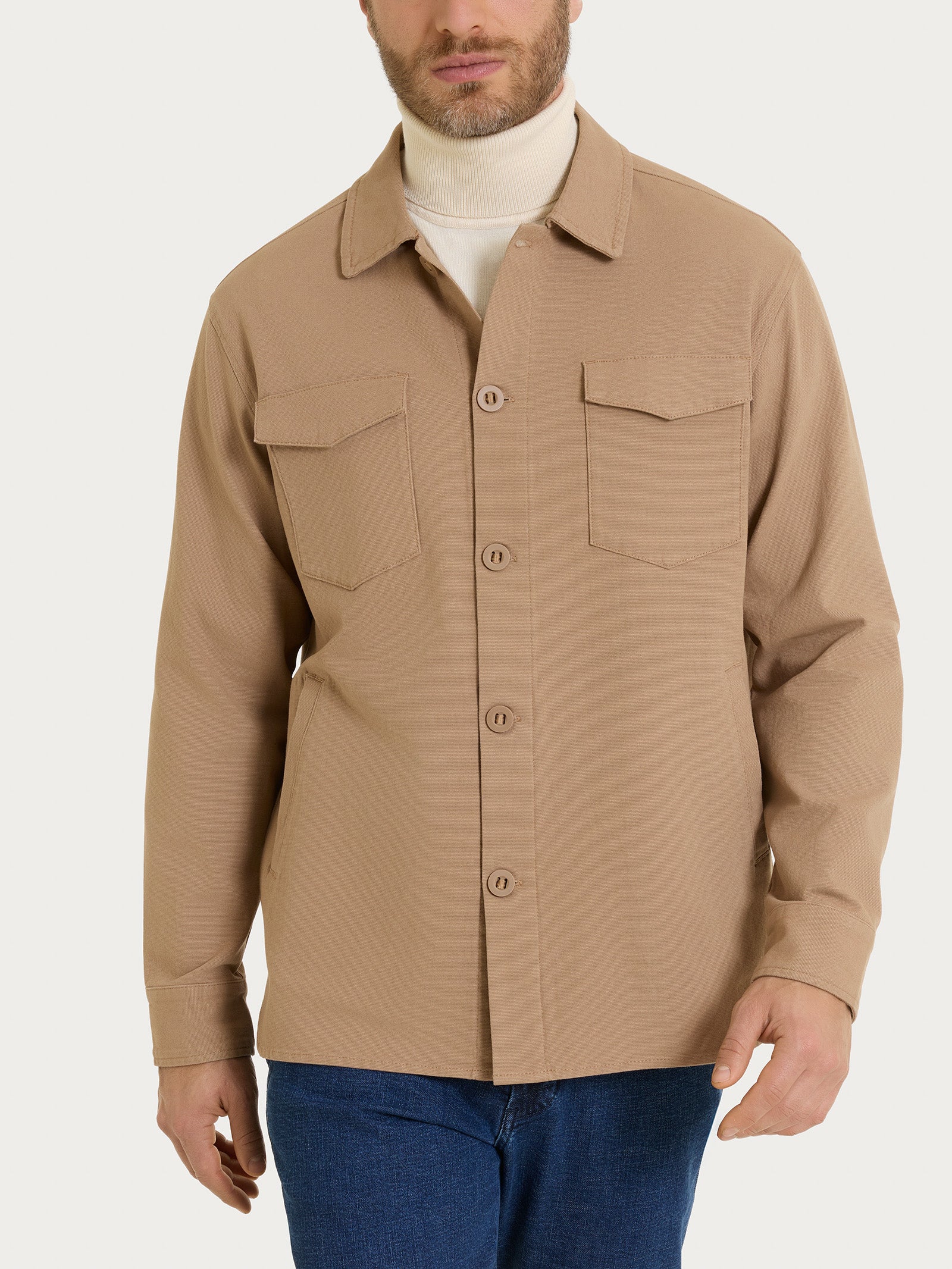 Shacket in Canvas Stretch Marroni Uomo - Ragno