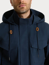 Cappotto con cappuccio In Canvas Stretch Blu Uomo - Ragno