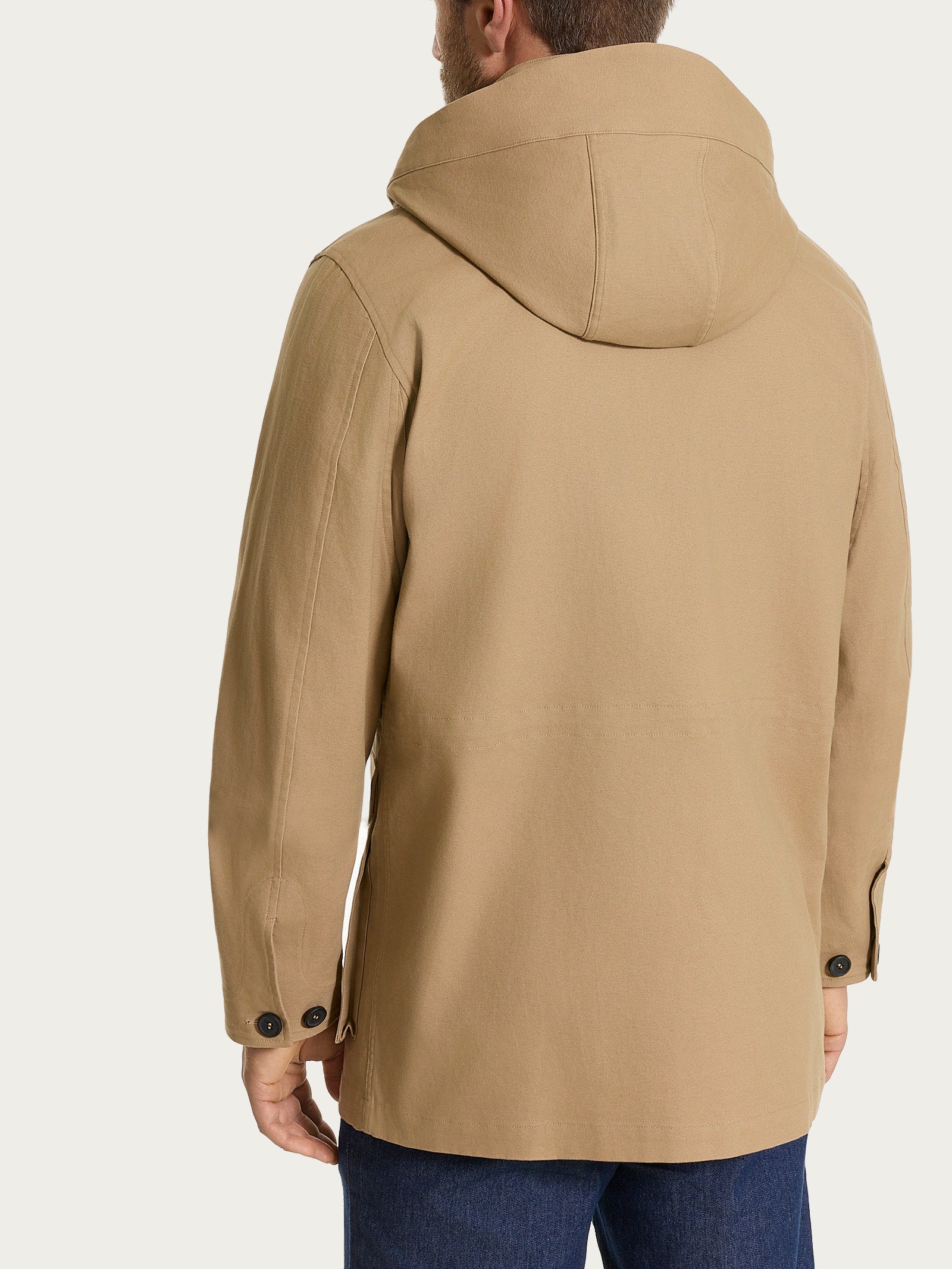 Cappotto con cappuccio In Canvas Stretch Marroni Uomo - Ragno
