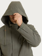Cappotto con cappuccio In Canvas Stretch Verdi Uomo - Ragno