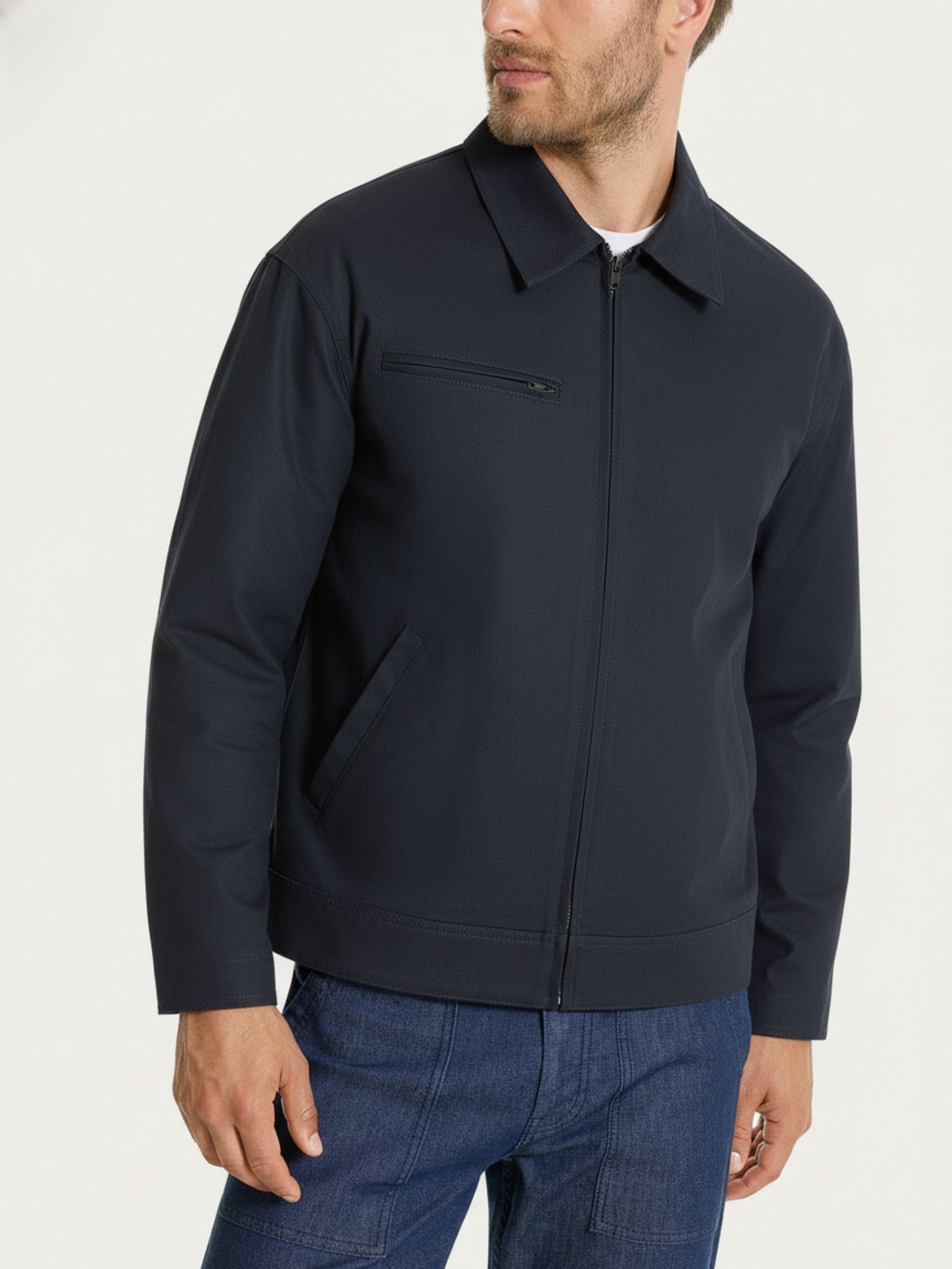 Giacca con zip in Canvas Stretch Blu Uomo - Ragno