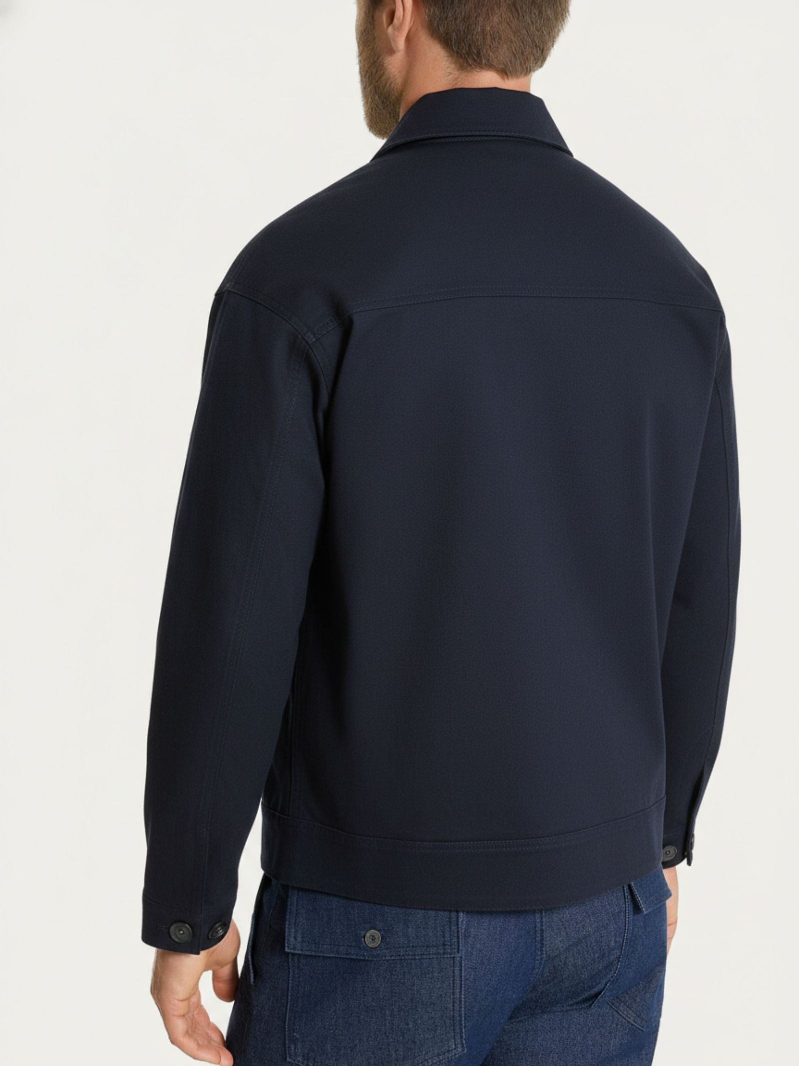 Giacca con zip in Canvas Stretch Blu Uomo - Ragno