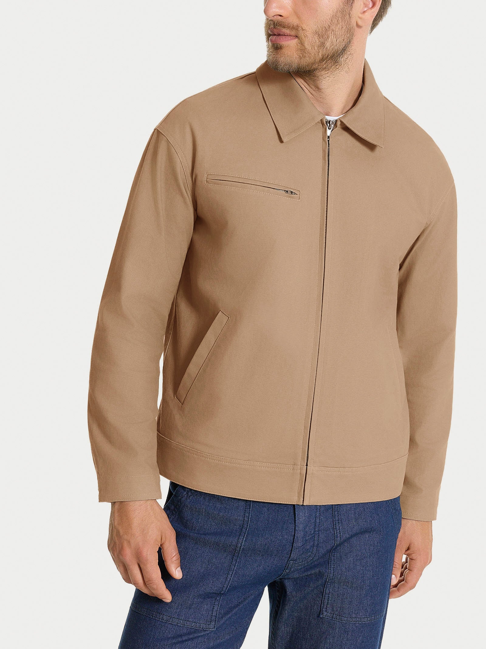 Giacca con zip in Canvas Stretch Marroni Uomo - Ragno