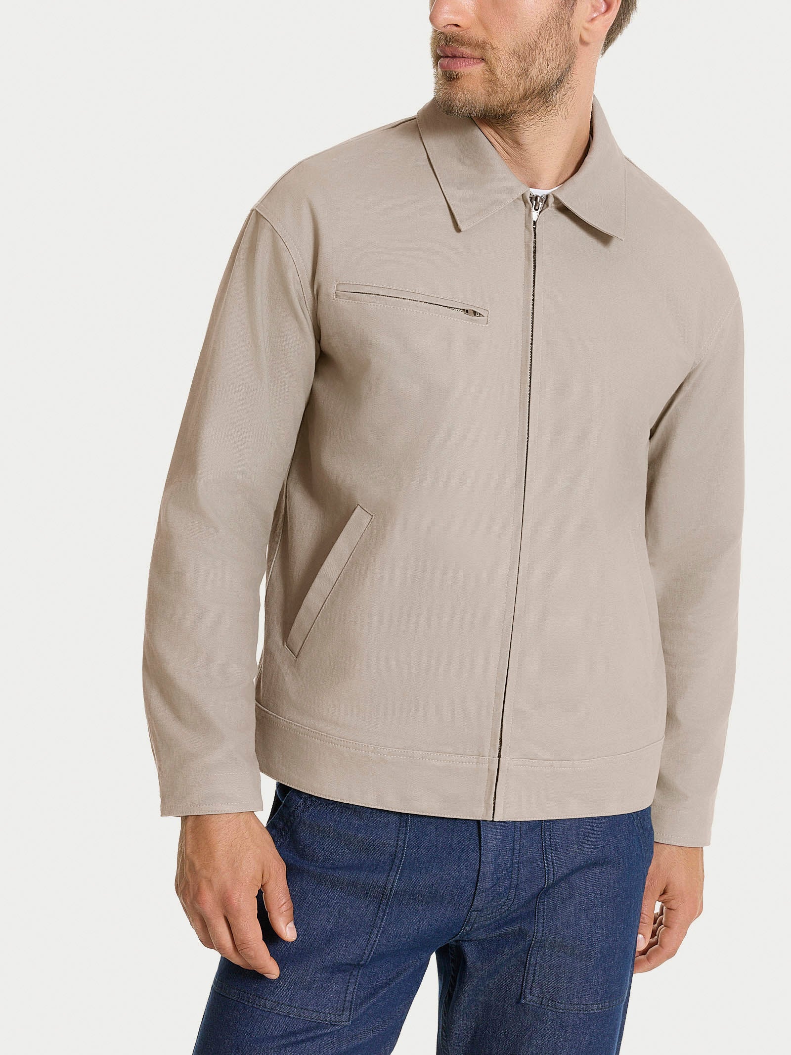 Giacca con zip in Canvas Stretch Grigi Uomo - Ragno