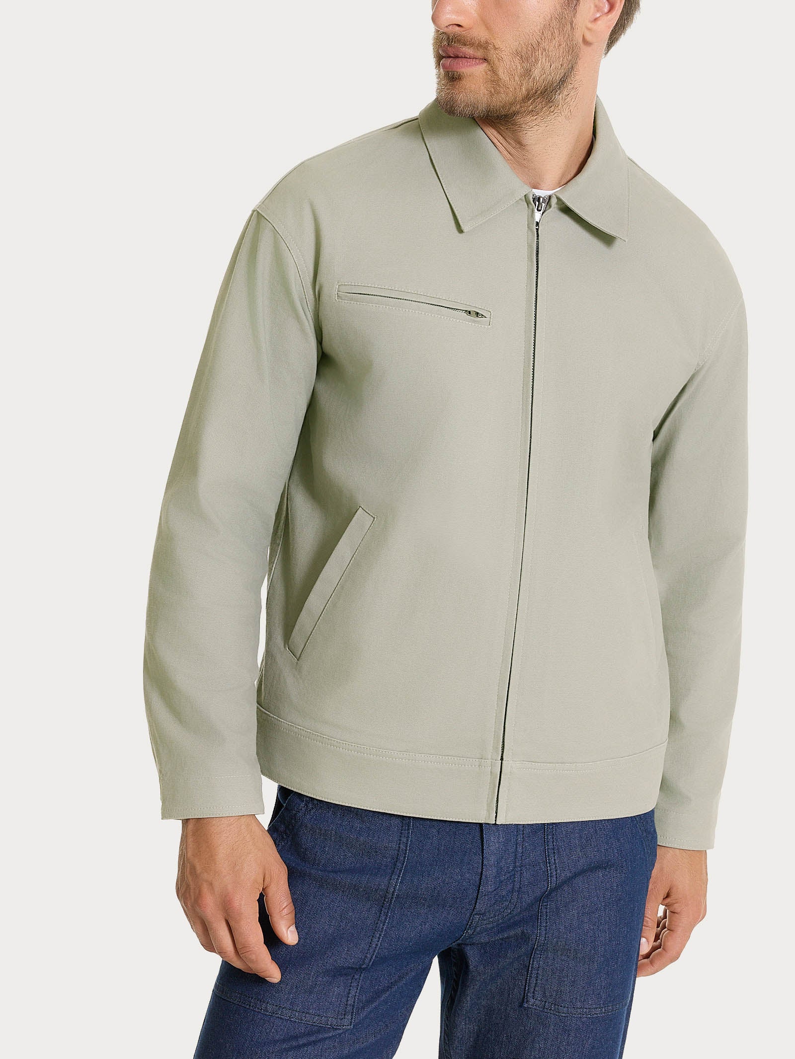 Giacca con zip in Canvas Stretch Verdi Uomo - Ragno