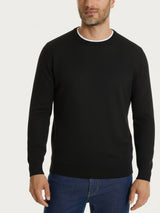 Maglia girocollo con punto nido d’ape in Puro Cotone Neri Uomo - Ragno