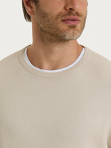 Maglia girocollo con punto nido d’ape in Puro Cotone Bianchi Uomo - Ragno