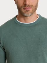 Maglia girocollo con punto nido d’ape in Puro Cotone Verdi Uomo - Ragno