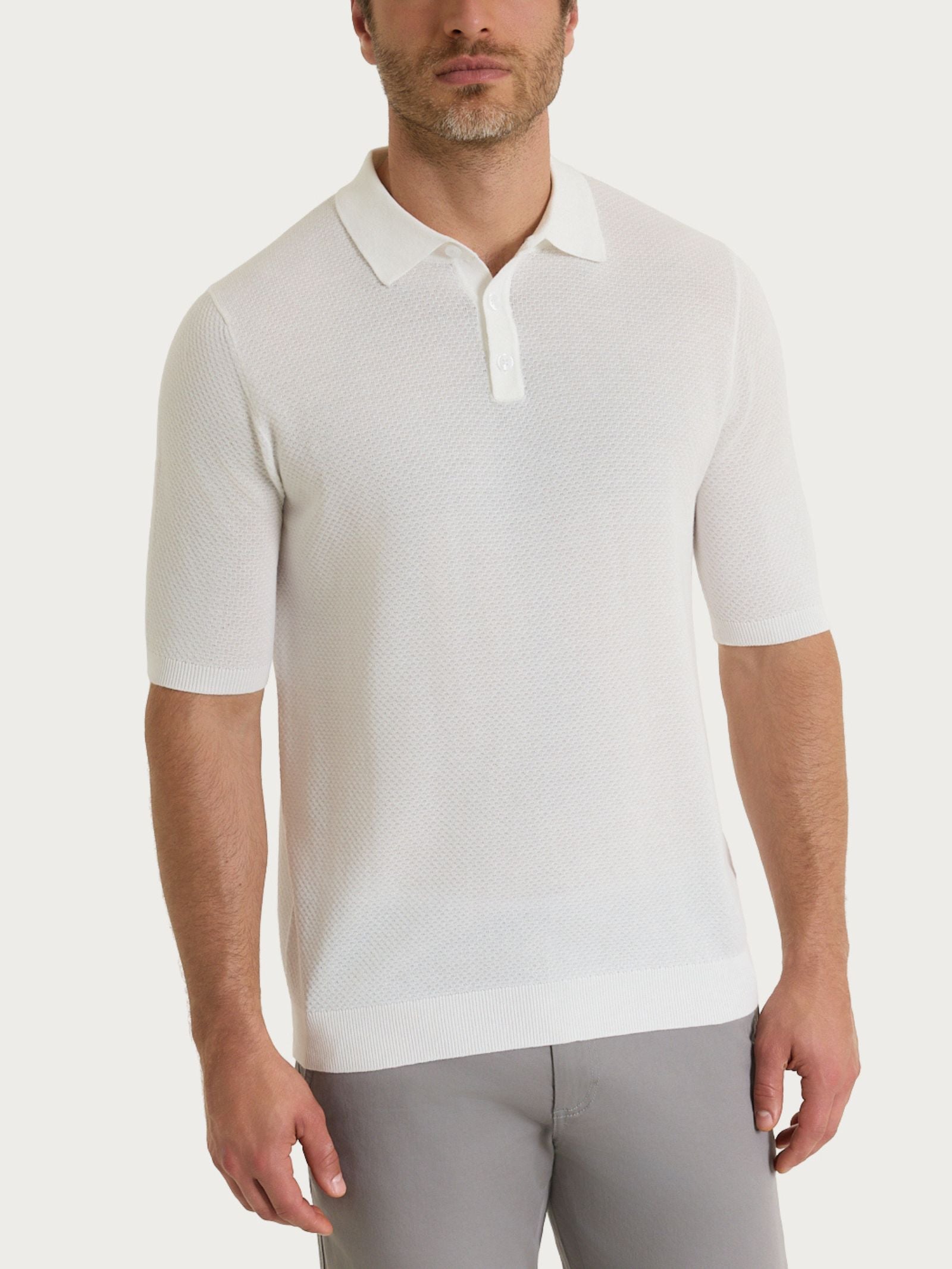 Polo con punto nido d’ape in Puro Cotone Bianchi Uomo - Ragno