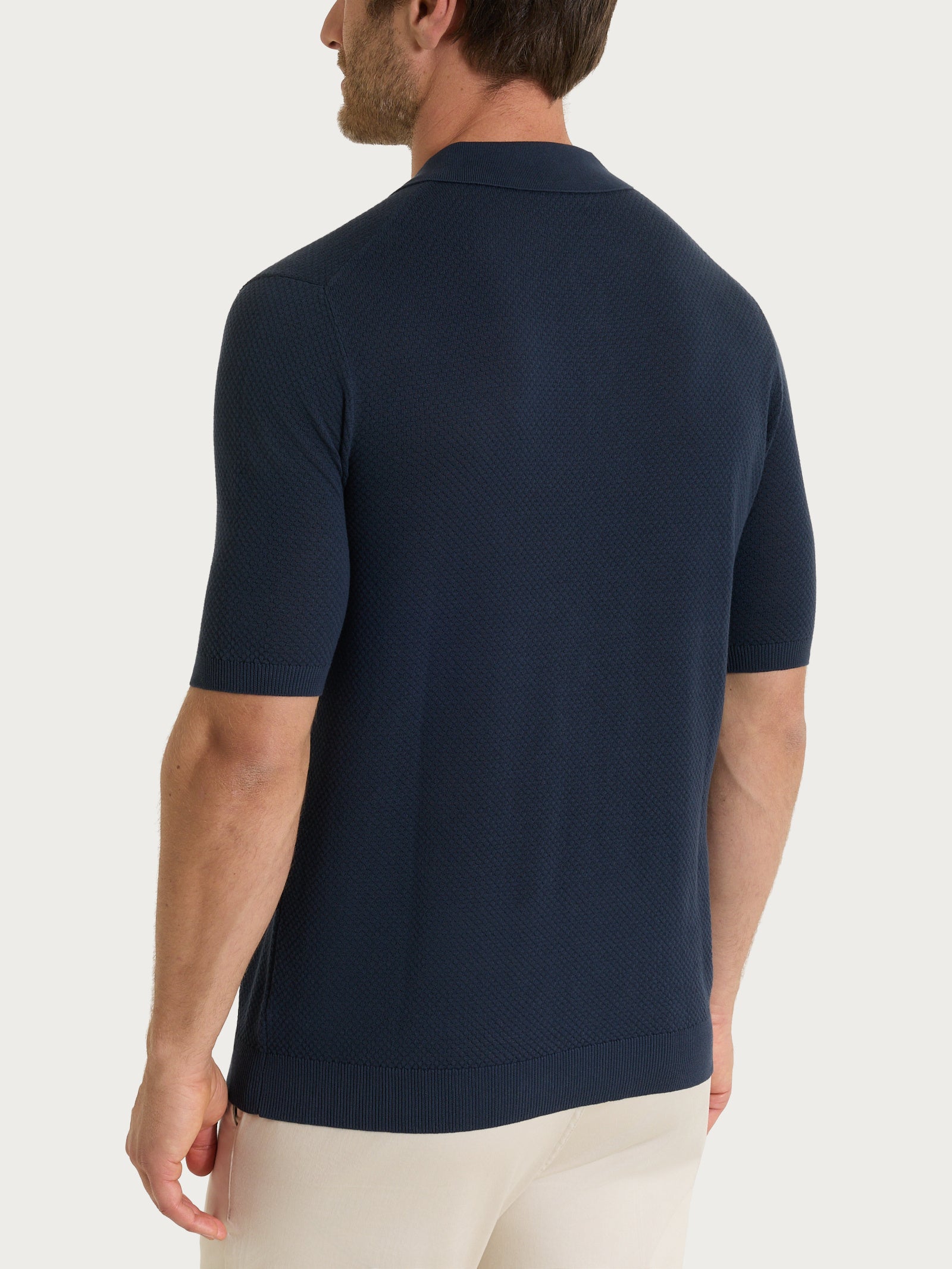 Polo con punto nido d’ape in Puro Cotone Blu Uomo - Ragno