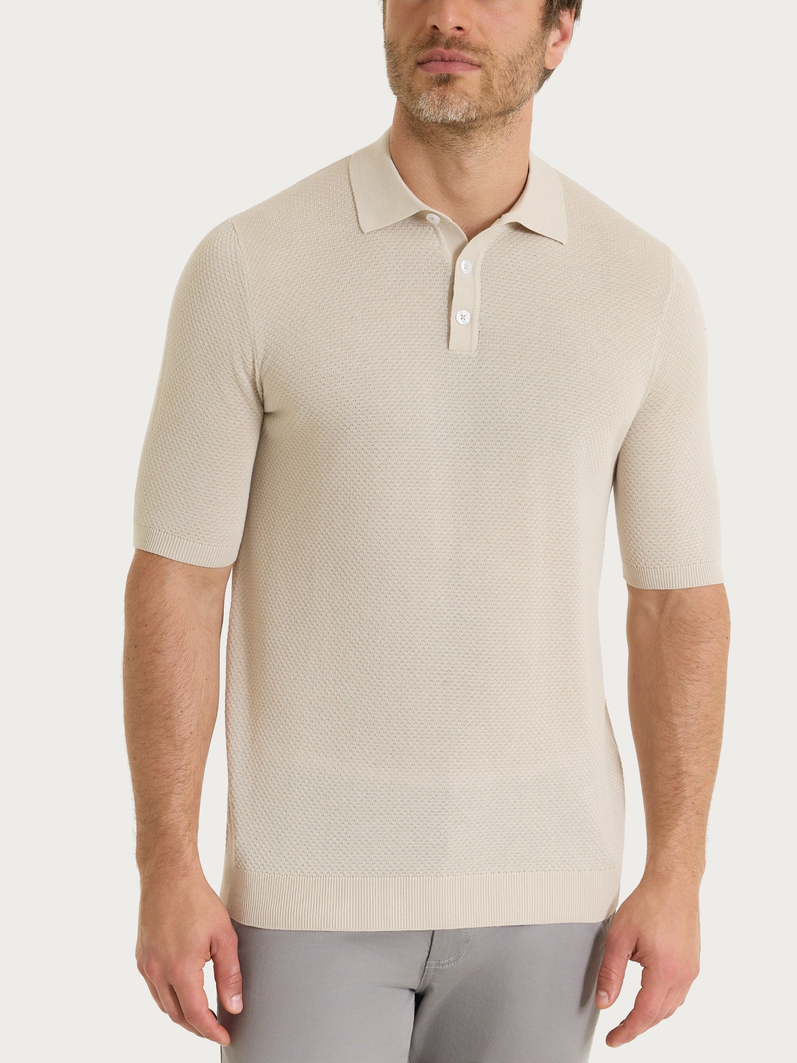 Polo con punto nido d’ape in Puro Cotone Bianchi Uomo - Ragno