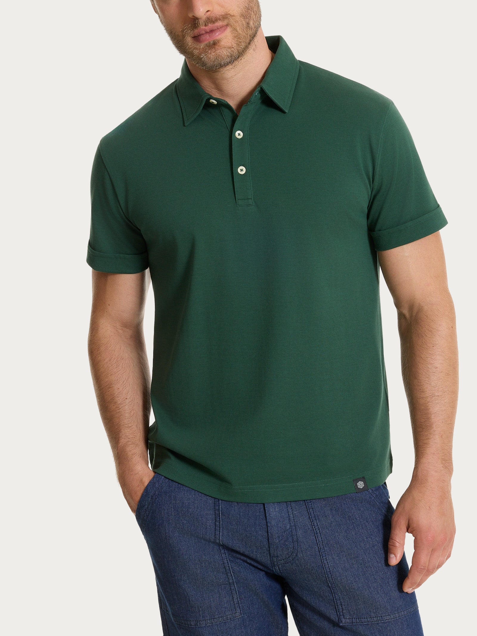 Polo in Cotone Piquet Double Mercerized Verdi Uomo - Ragno
