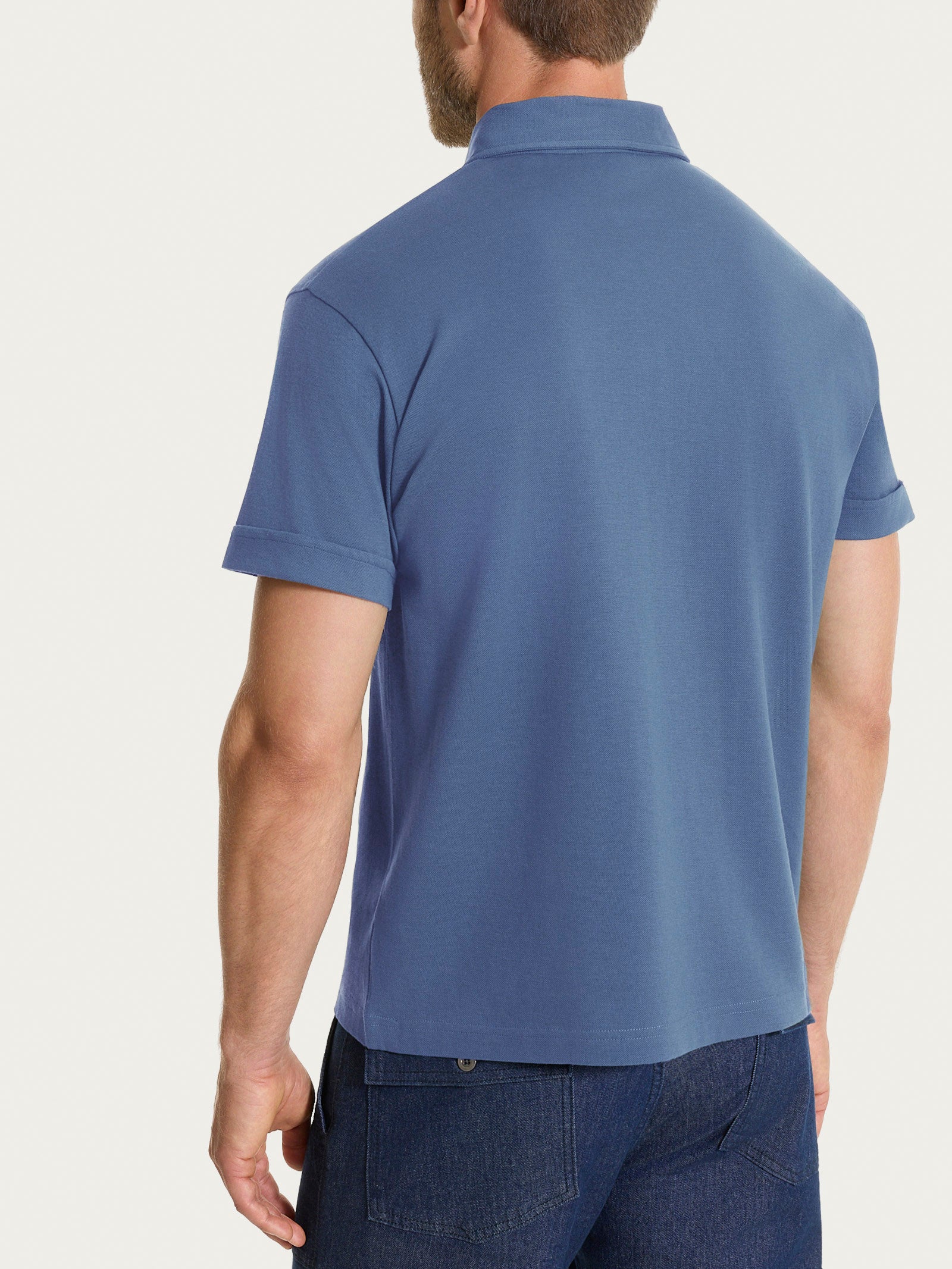 Polo in Cotone Piquet Double Mercerized Blu Uomo - Ragno