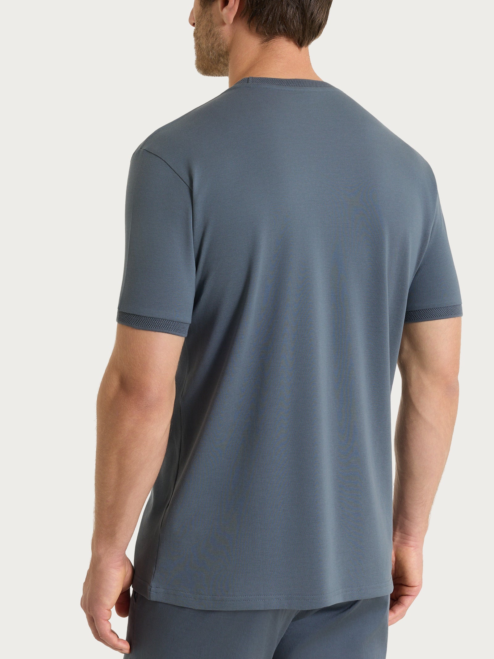 T-shirt girocollo in Cotone Piquet Double Mercerized Neri Uomo - Ragno