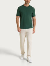 T-shirt girocollo in Cotone Piquet Double Mercerized Verdi Uomo - Ragno