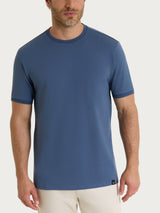 T-shirt girocollo in Cotone Piquet Double Mercerized Blu Uomo - Ragno