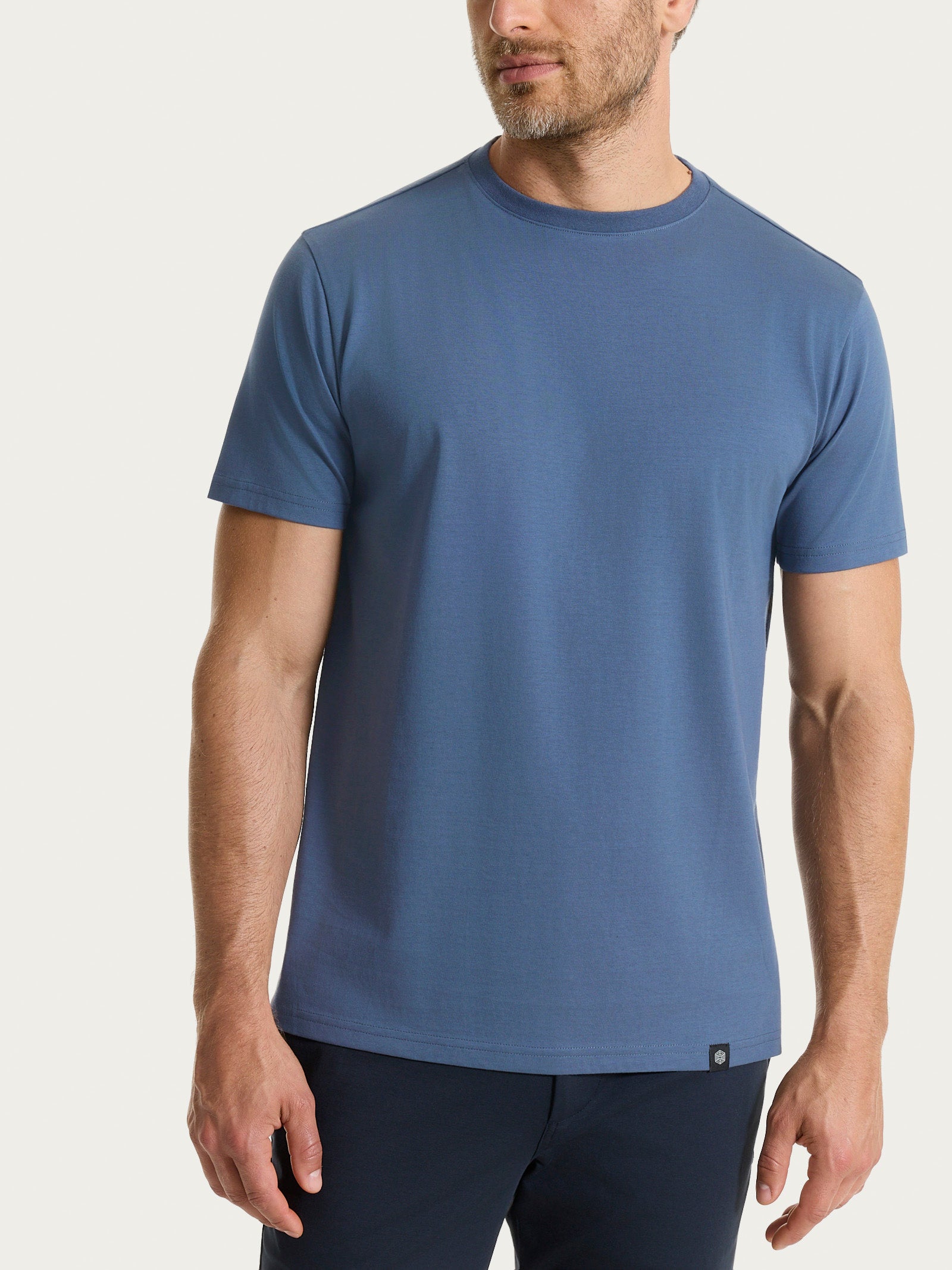 Maglietta girocollo in Jersey Double Mercerized Blu Uomo - Ragno