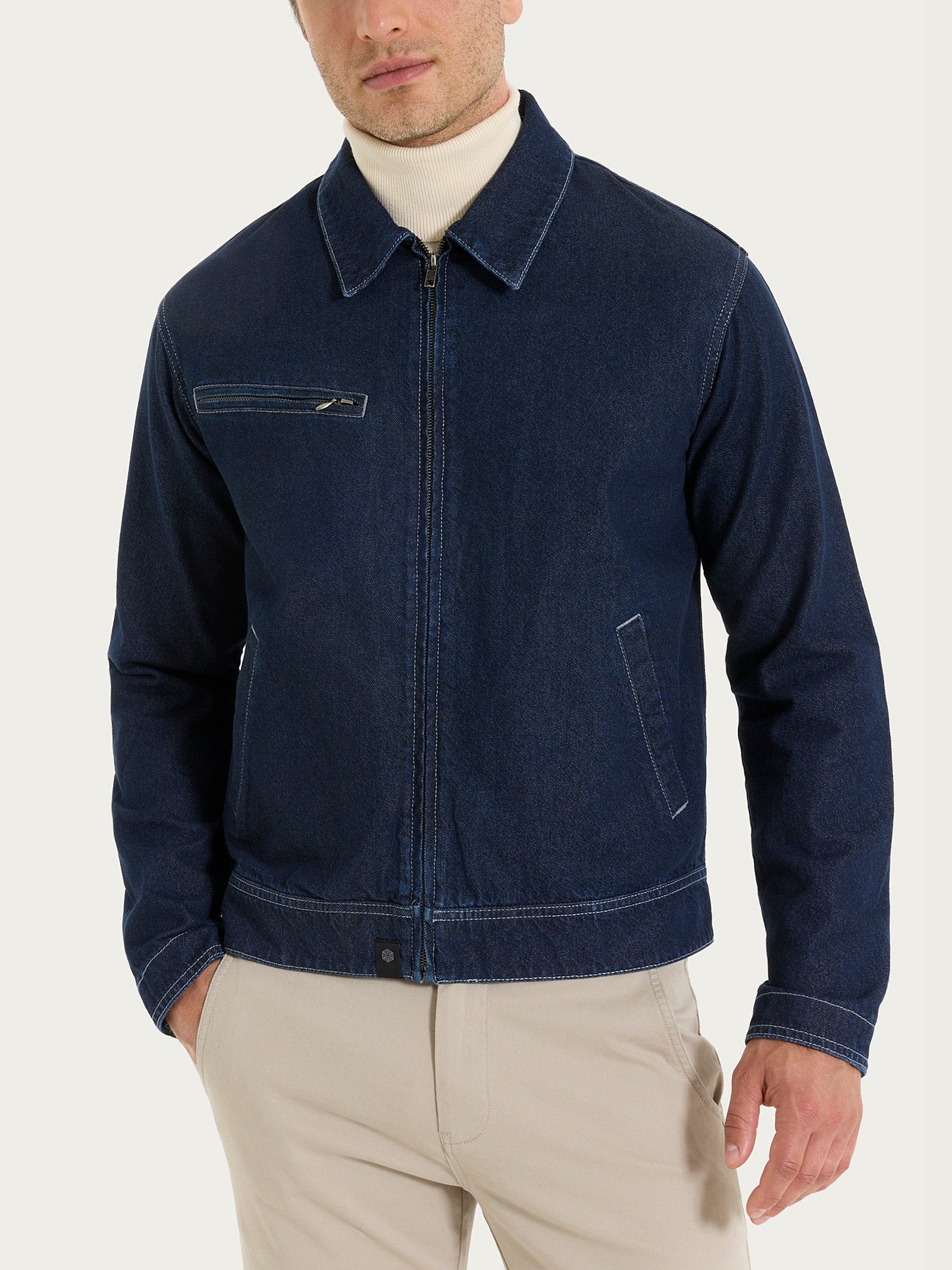 Giacca con zip in Raw Denim  Blu Uomo - Ragno